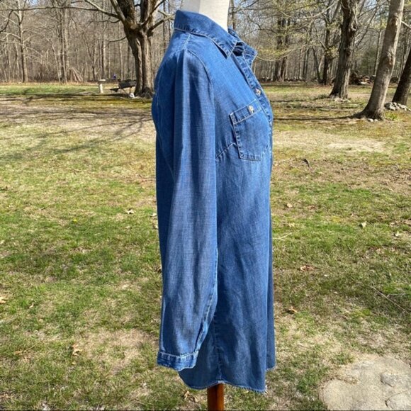 LUCKY BRAND DRESS MINI BLUE DENIM LONG SLEEVE Size S - Picture 7 of 12